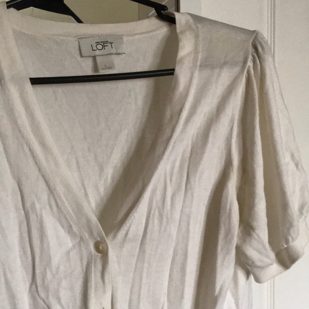 Short sleeve white cardigan
